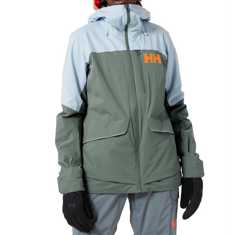 Helly Hansen Powchaser Lifaloft Women's Ski Jacket - Green and Sky Blue
